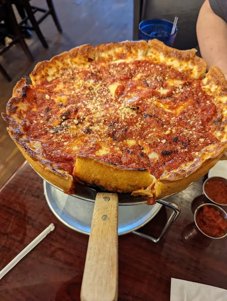 Chicago Deep Dish Pepperoni Sausage and Mushrooms